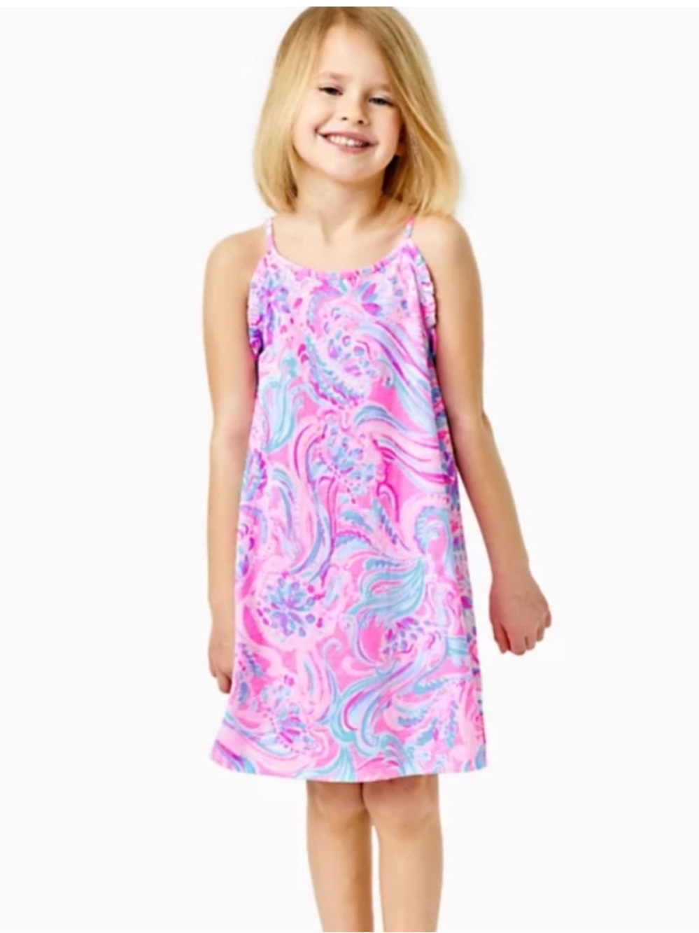 Lilly Pulitzer •  Mini Alek Dress Prosecco Pink Dont Be Jelly -  M (6-7)